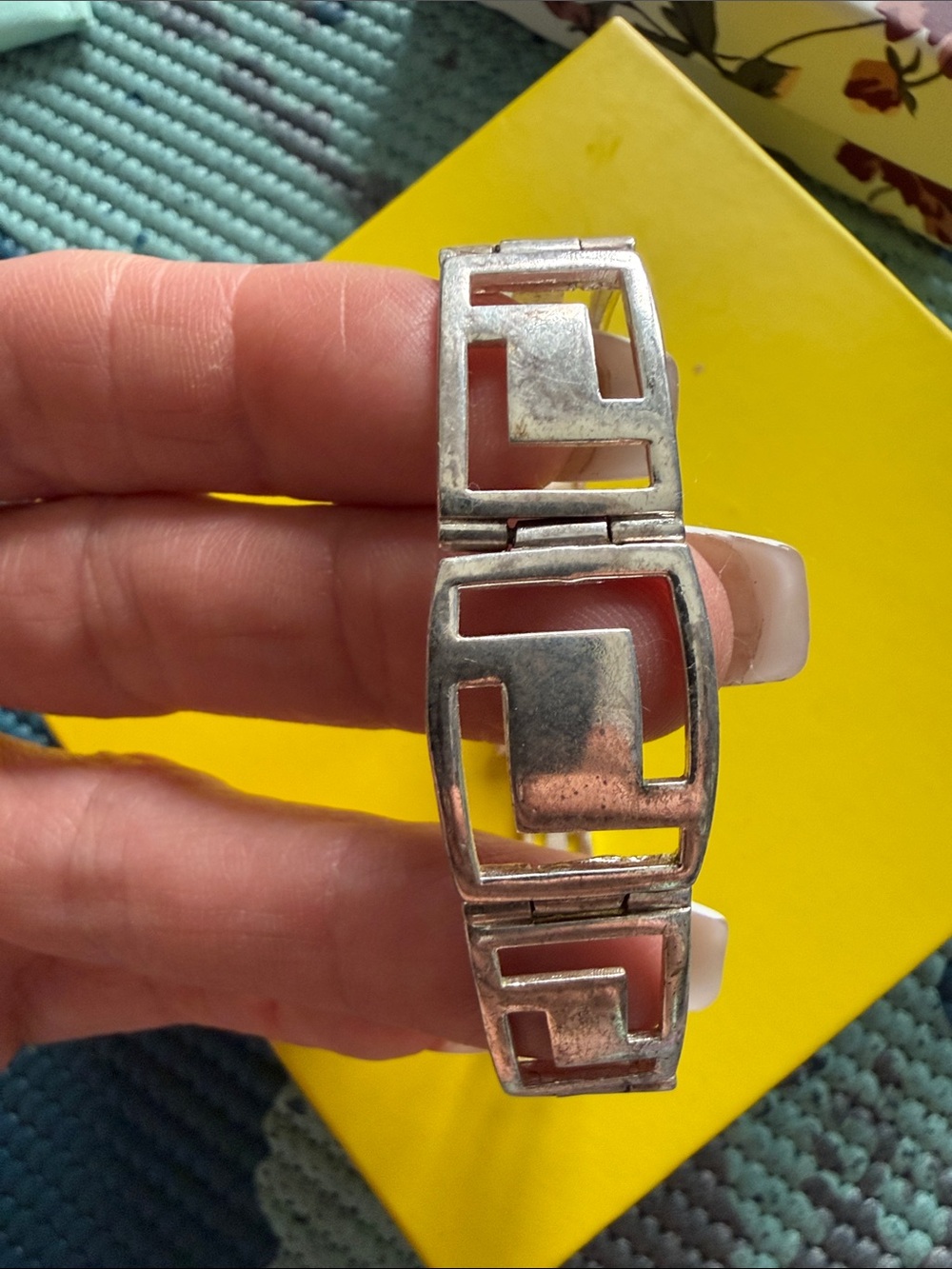 Vintage 925 Sterling Silver Geometric Link Bracelet – 24 Grams